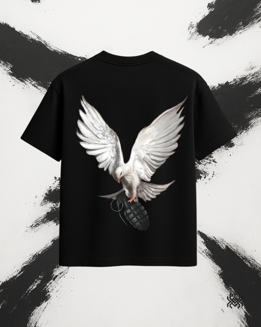 Peace Is a Weapon – Dove & Grenade Oversized T-Shirt