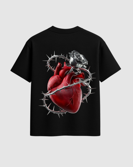 Thorned Pulse – Barbed Heart Oversized Tee